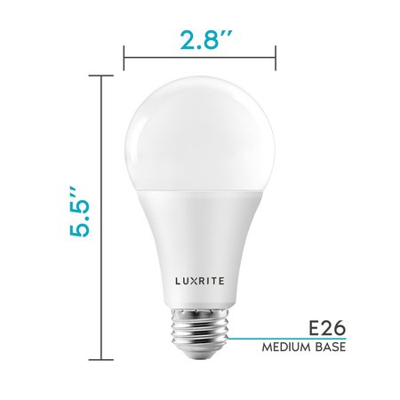 Luxrite A21 LED Light Bulbs 22W (150W Equivalent) 2550LM 5000K Bright White Dimmable E26 Base 2-Pack LR21453-2PK